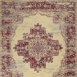 Homeroots 7' X 10' Cream Damask Power Loom Area Rug  Polypropylene 522247