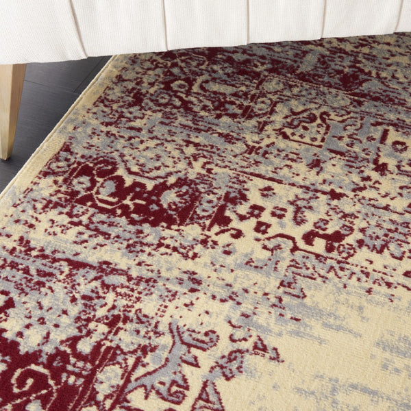 HomeRoots 8' Cream Damask Power Loom Area Rug - Elegant Centerpiece for Living Rooms and Bedrooms, Durable Style 7' X 10' Rectangle 522247