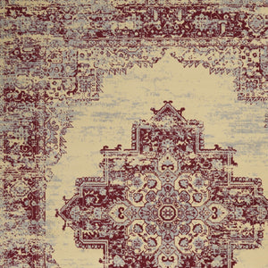 Homeroots 7' X 10' Cream Damask Power Loom Area Rug  Polypropylene 522247