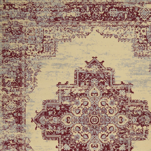 Homeroots 7' X 10' Cream Damask Power Loom Area Rug  Polypropylene 522247