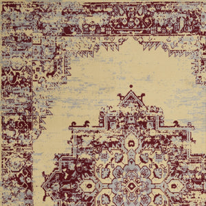 Homeroots 6' X 9' Cream Damask Power Loom Area Rug  Polypropylene 522248