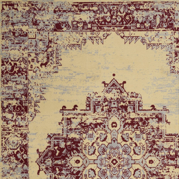 Homeroots 6' X 9' Cream Damask Power Loom Area Rug  Polypropylene 522248