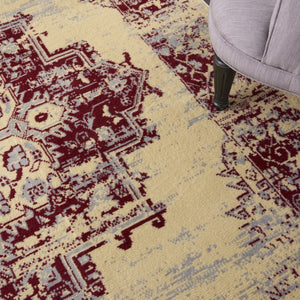 HomeRoots 8' Cream Damask Power Loom Area Rug - Elegant Centerpiece for Living Rooms and Bedrooms, Durable Style 6' X 9' Rectangle 522248