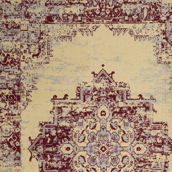 Homeroots 5' X 7' Cream Damask Power Loom Area Rug  Polypropylene 522250