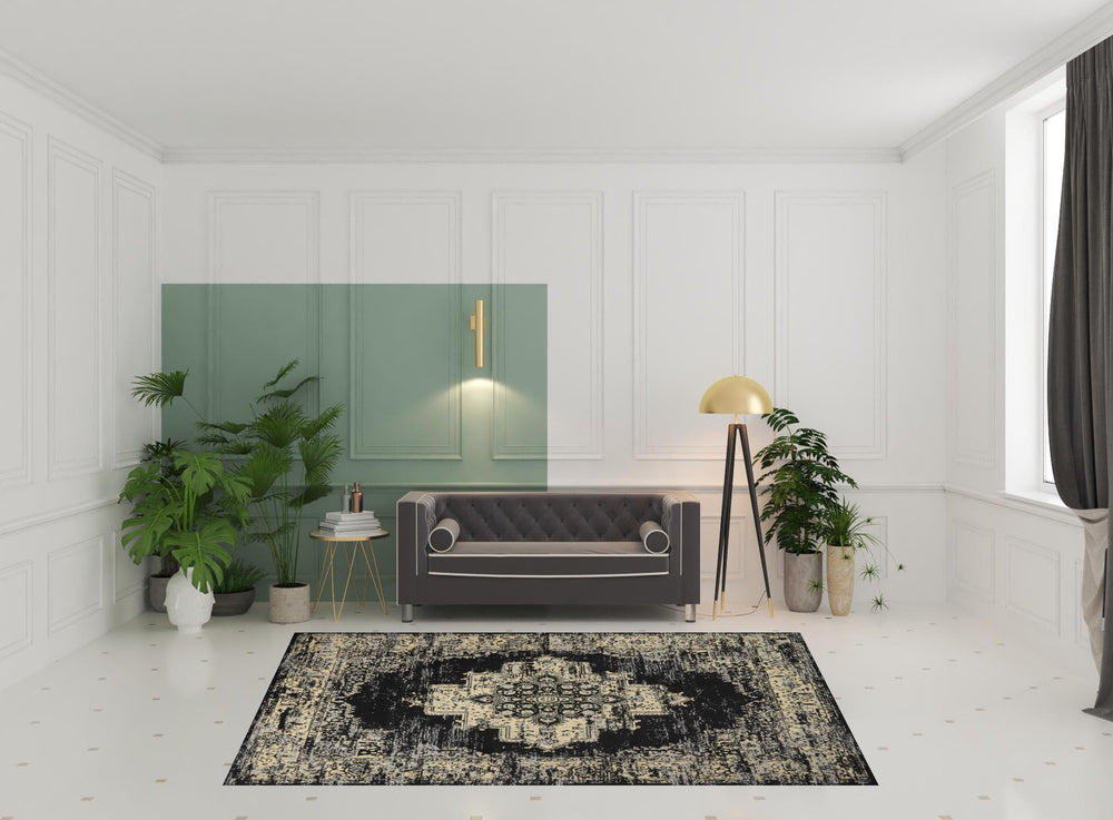 Homeroots 7' X 10' Cream Damask Power Loom Area Rug  Polypropylene 522254