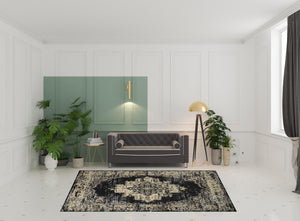 Homeroots 7' X 10' Cream Damask Power Loom Area Rug  Polypropylene 522254