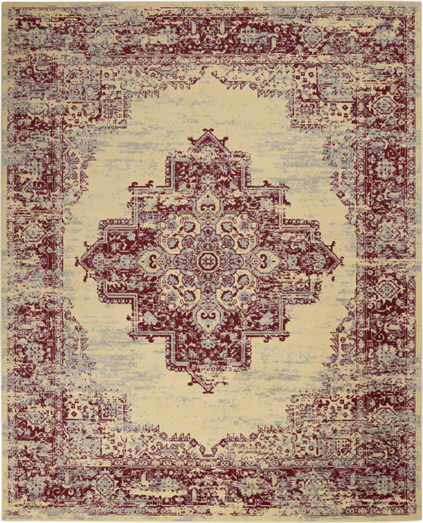 Homeroots 8' X 10' Cream Damask Power Loom Area Rug  Polypropylene 522257