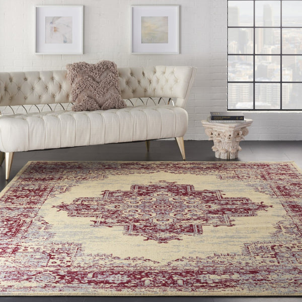 HomeRoots 8' Cream Damask Power Loom Area Rug - Elegant Centerpiece for Living Rooms and Bedrooms, Durable Style 8' X 10' Rectangle 522257
