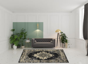 Homeroots 8' X 10' Cream Damask Power Loom Area Rug  Polypropylene 522258