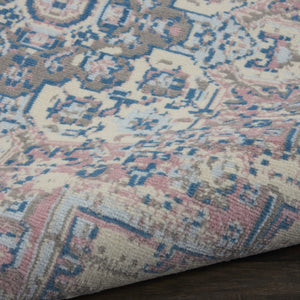 HomeRoots 8' Pink Damask Area Rug - Elegant Power-Loomed Design for Living Rooms, Bedrooms, and More! 8' Round Round 522262