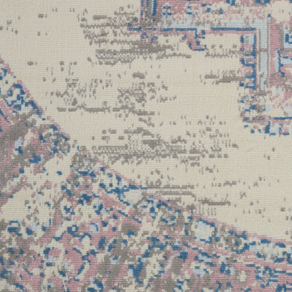 Homeroots 8' Pink Round Damask Power Loom Area Rug  Polypropylene 522262