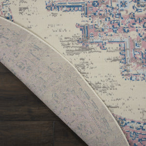 Homeroots 8' Pink Round Damask Power Loom Area Rug  Polypropylene 522262