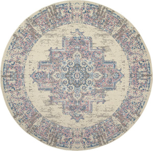 HomeRoots 8' Pink Damask Area Rug - Elegant Power-Loomed Design for Living Rooms, Bedrooms, and More! 8' Round Round 522262