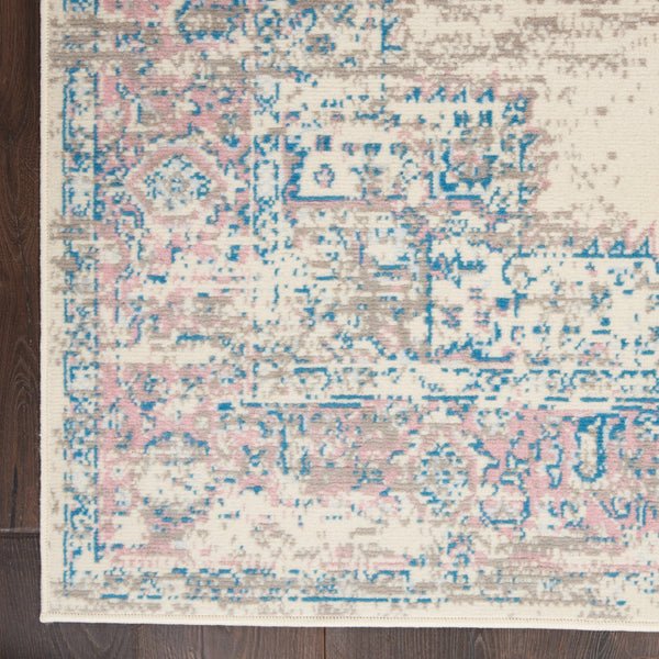 Homeroots 6' X 9' Pink And Ivory Medallion Power Loom Area Rug  Polypropylene 522263