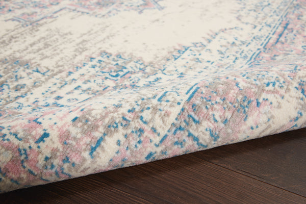 Homeroots 6' X 9' Pink And Ivory Medallion Power Loom Area Rug  Polypropylene 522263