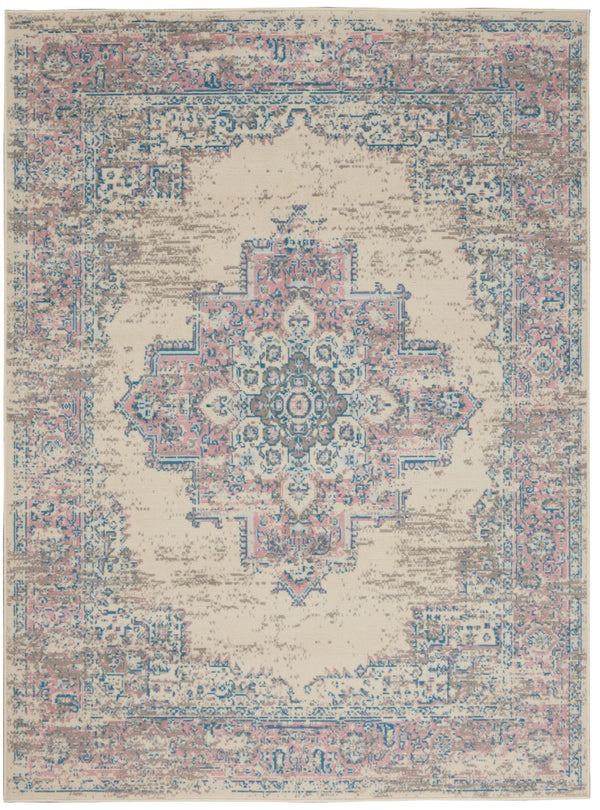 Homeroots 5' X 7' Pink Damask Power Loom Area Rug  Polypropylene 522265