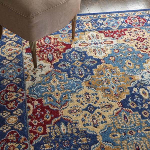 HomeRoots 7' Red Damask Area Rug - Elegant Power-Loomed Design for High-Traffic Spaces, Easy to Clean and Maintain 6' X 9' Rectangle 522269
