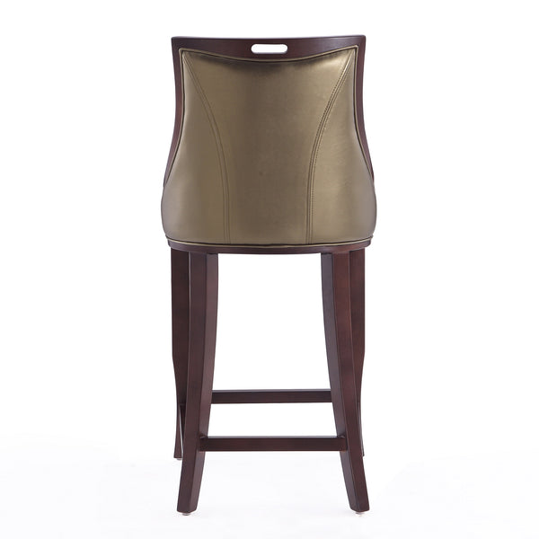 English Elm Emperor Solid Beech Wood Upholstered Barstool with Faux Leather, Foam Cushion & Footrest, 27" Seat Height Bronze B365P398052
