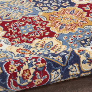 HomeRoots 7' Red Damask Area Rug - Elegant Power-Loomed Design for High-Traffic Spaces, Easy to Clean and Maintain 8' Round Round 522271