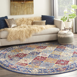 HomeRoots 7' Red Damask Area Rug - Elegant Power-Loomed Design for High-Traffic Spaces, Easy to Clean and Maintain 8' Round Round 522271