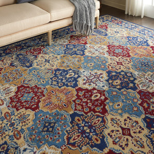 HomeRoots 7' Red Damask Area Rug - Elegant Power-Loomed Design for High-Traffic Spaces, Easy to Clean and Maintain 8' X 10' Rectangle 522273