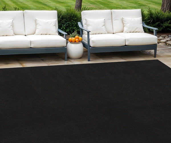 HomeRoots 8' X 11' Black Indoor Outdoor Area Rug - Durable, Easy-Care, Stylish for High-Traffic Spaces & More! 522278