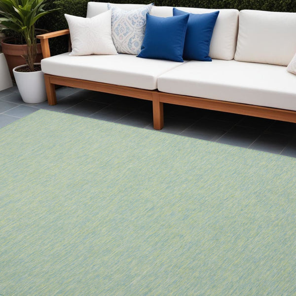 Homeroots 10' X 14' Blue And Green Indoor Outdoor Area Rug  Polypropylene 522286