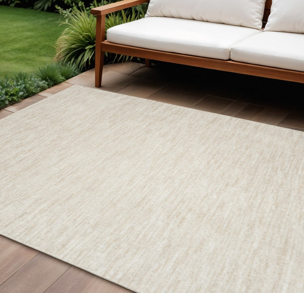 HomeRoots 12' X 15' Beige and Ivory Area Rug - Durable, Low-Pile Design for Indoor & Outdoor Spaces, Easy Care 522301