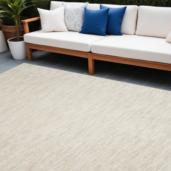 Homeroots 12' X 15' Beige And Ivory Indoor Outdoor Area Rug  Polypropylene 522301