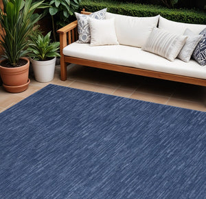 HomeRoots 8' X 11' Navy Blue Area Rug – Stylish Indoor/Outdoor Accent, Durable, Easy Care for High-Traffic Spaces 522324
