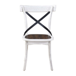 English Elm [Set Of 2] Rustic Farmhouse Dining Chairs With Metal X-Back, Solid Wood, Vintage Style For Any Space W2537P211113-GIGA