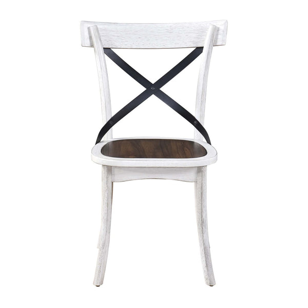 English Elm [Set Of 2] Rustic Farmhouse Dining Chairs With Metal X-Back, Solid Wood, Vintage Style For Any Space W2537P211113-GIGA