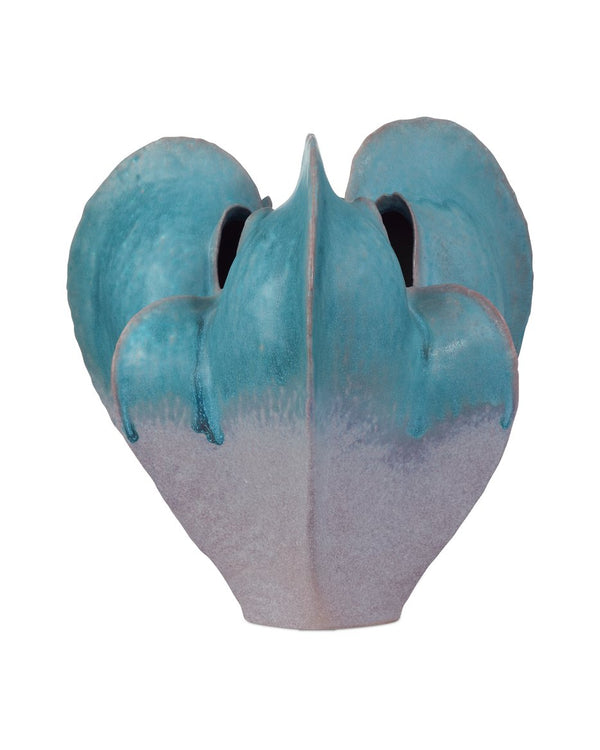 Currey & Company Free-form Blue Vase - Hand-thrown Porcelain With Unique Seed Pod Shape, Turquoise Glaze Finish Blue Porcelain 1200-0997-currey-company