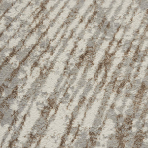 HomeRoots 8' Gray and Ivory Abstract Runner Rug - Durable Polyester, Stylish Design for Hallways & High-Traffic Areas 522353