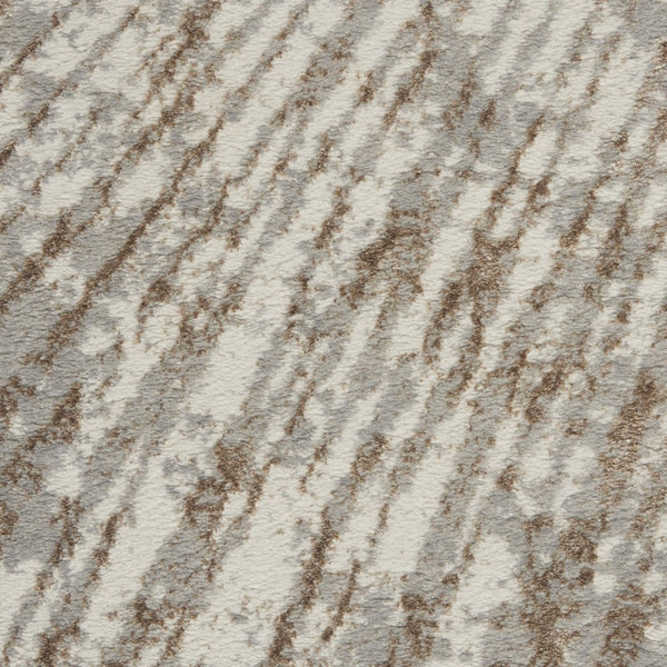 HomeRoots 8' Gray and Ivory Abstract Runner Rug - Durable Polyester, Stylish Design for Hallways & High-Traffic Areas 522353