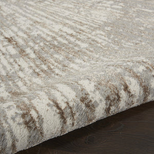 HomeRoots 8' Gray and Ivory Abstract Runner Rug - Durable Polyester, Stylish Design for Hallways & High-Traffic Areas 522353