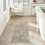 Homeroots 8' Runner Gray And Ivory Abstract Power Loom Runner Rug  Polyester 522353