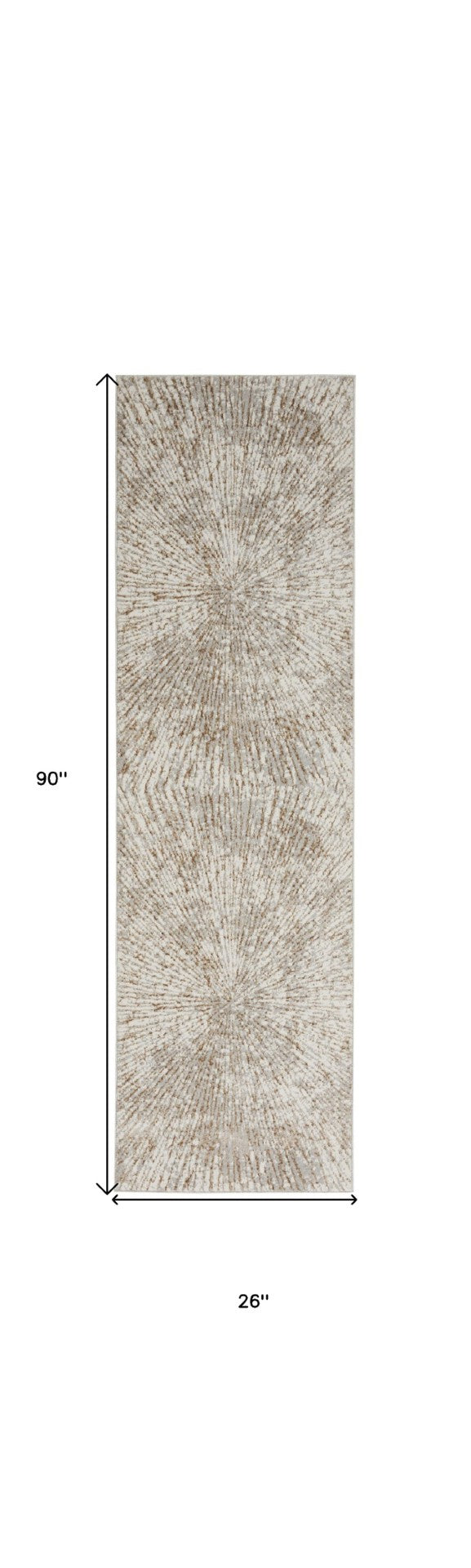 HomeRoots 8' Gray and Ivory Abstract Runner Rug - Durable Polyester, Stylish Design for Hallways & High-Traffic Areas 522353