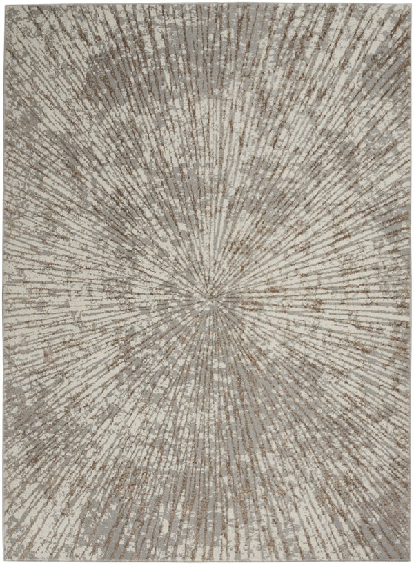 Homeroots 5' X 7' Gray And Ivory Abstract Power Loom Area Rug  Polyester 522354