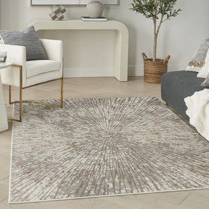 HomeRoots 5' Contemporary Gray and Ivory Abstract Area Rug – Durable, Low-Maintenance Design for Any Room 5' X 7' 522354