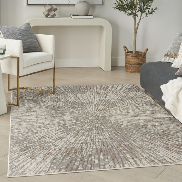 HomeRoots 5' Contemporary Gray and Ivory Abstract Area Rug – Durable, Low-Maintenance Design for Any Room 5' X 7' 522354