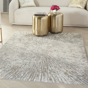 Homeroots 5' X 7' Gray And Ivory Abstract Power Loom Area Rug  Polyester 522354