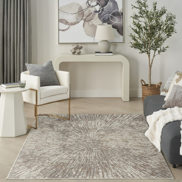 HomeRoots 5' Contemporary Gray and Ivory Abstract Area Rug – Durable, Low-Maintenance Design for Any Room 5' X 7' 522354