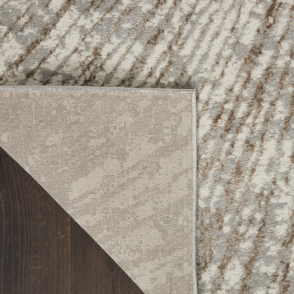 HomeRoots 8' Gray and Ivory Abstract Area Rug - Modern Style, Soft Polyester, Noise Reduction for Cozy Living Spaces 8' X 10' 522356