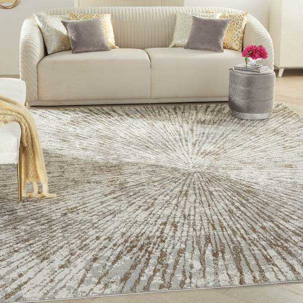 Homeroots 8' X 10' Gray And Ivory Abstract Power Loom Area Rug  Polyester 522356