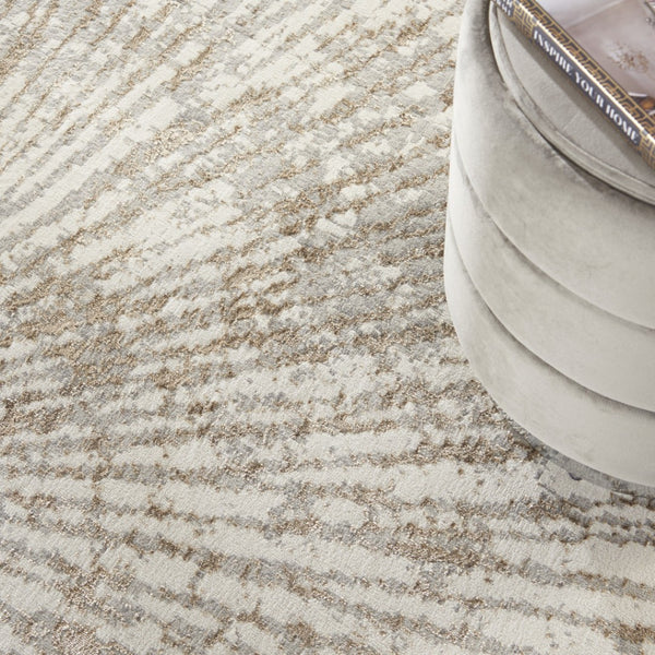 HomeRoots 8' Gray and Ivory Abstract Area Rug - Modern Style, Soft Polyester, Noise Reduction for Cozy Living Spaces 8' X 10' 522356