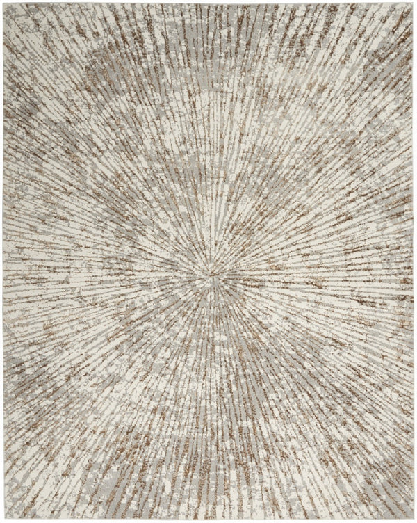 HomeRoots 8' Gray and Ivory Abstract Area Rug - Modern Style, Soft Polyester, Noise Reduction for Cozy Living Spaces 8' X 10' 522356