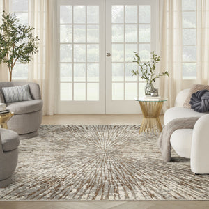 HomeRoots 12' Contemporary Gray and Brown Abstract Area Rug - Durable, Stylish, and Perfect for High-Traffic Areas 522357