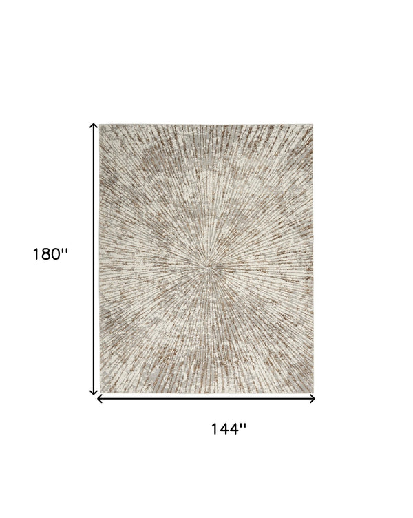 Homeroots 12' X 15' Gray Abstract Power Loom Area Rug  Polypropylene 522357