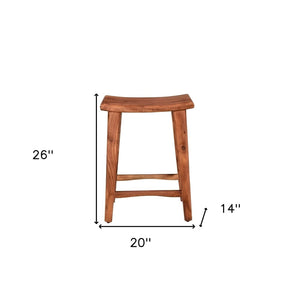 HomeRoots 26" Brown Backless Bar Chair – Chic Solid Wood Design for Modern Spaces, Durable & Stylish Comfort 522380